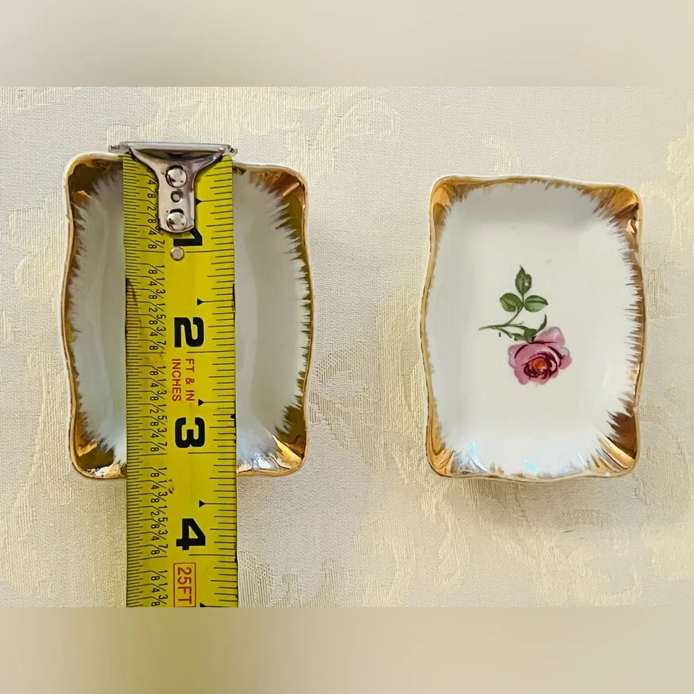 Elegant Vintage Floral Porcelain Hand Painted Japan Trinket Dishes
